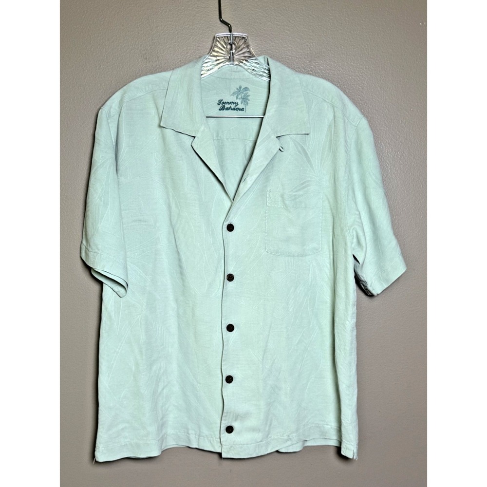Tommy Bahama Mens 100% Silk Short Sleeve Button Down Shirt Mint Green Floral M